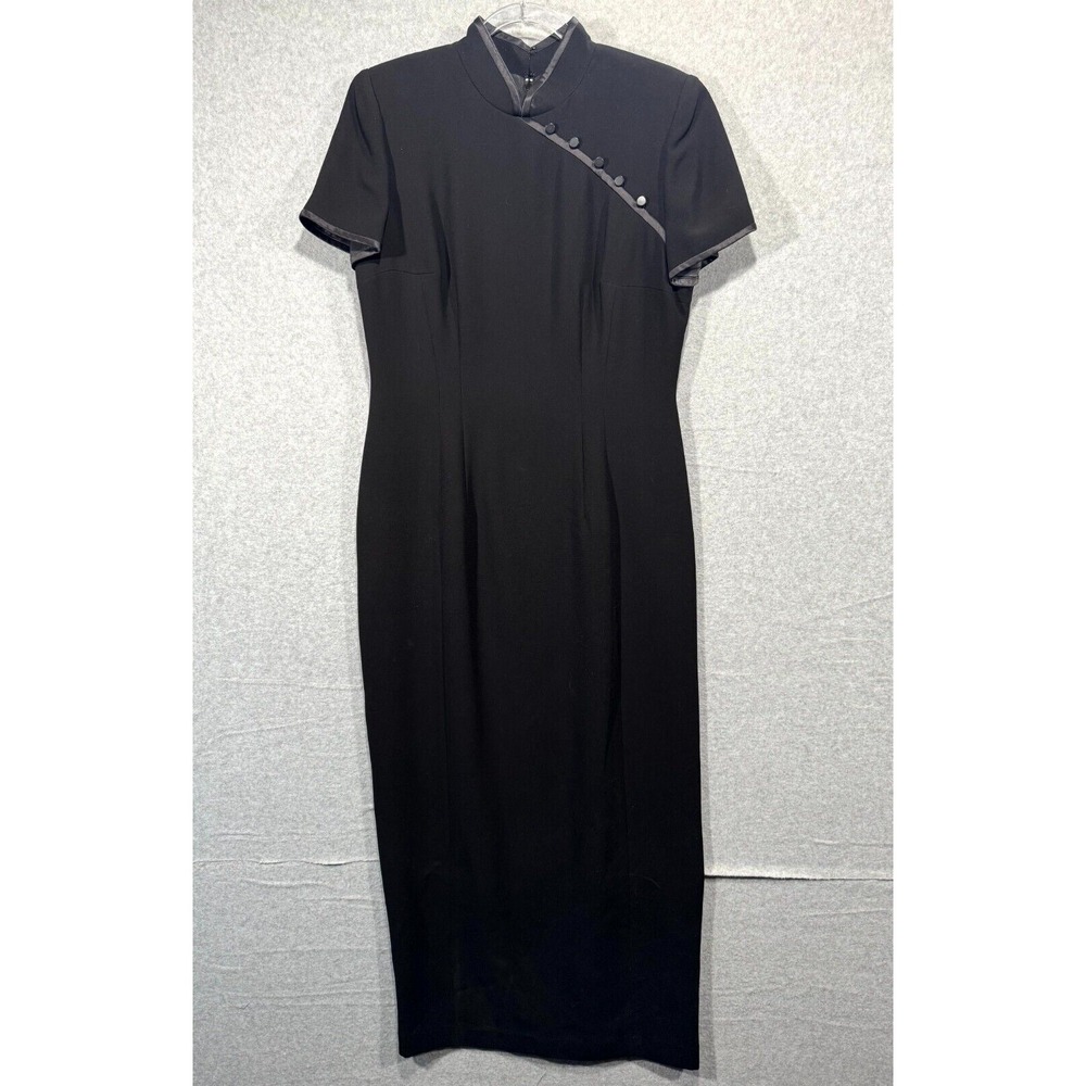 Maggy London Maxi Dress Women's 10 Side Slit Asian Inspired Evening Blackβ